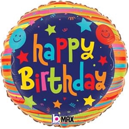 Birthday Balloons & Stars 18"