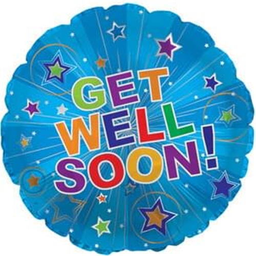 Get Well Soon Silver Burst 18"
