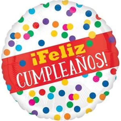 Feliz Cumpleanos Primary Dots 18"